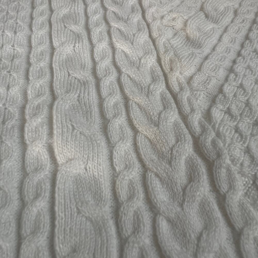 Solitaire White Cable Knit Mock Neck Sweater Pullover Women’s Large - Picture 6 of 10